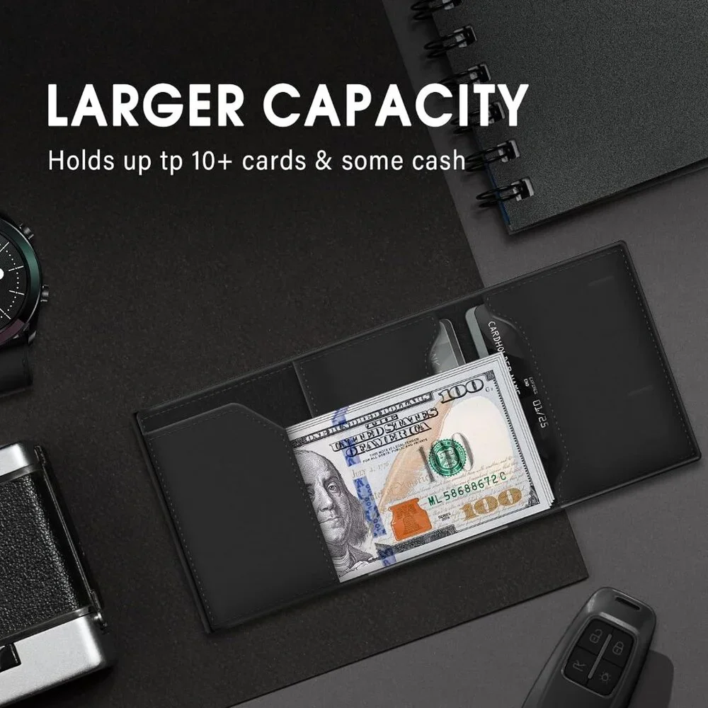 AirTag Wallet Genuine Leather Air Tag Wallet RFID Technology Credit Card Holder